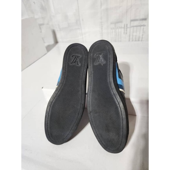 Authentic LOUIS VUITTON Suede Canvas Totem Sneakers Black Size 7 - Picture 12 of 16